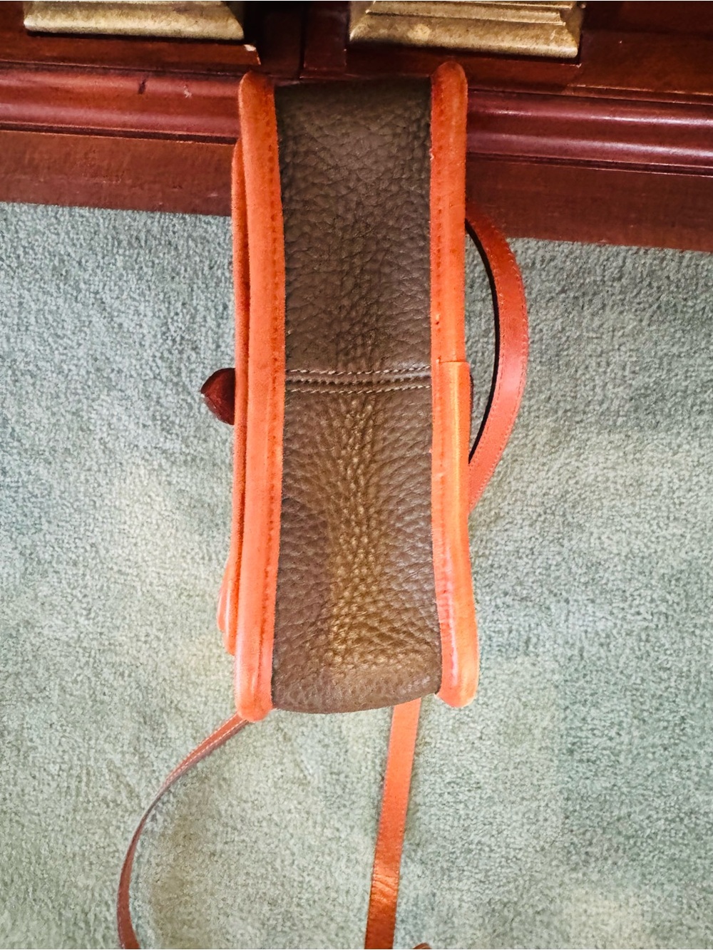 Dooney & Bourke Dark Brown Pebble Leather Messenger with Tan Trim - Picture 11 of 13